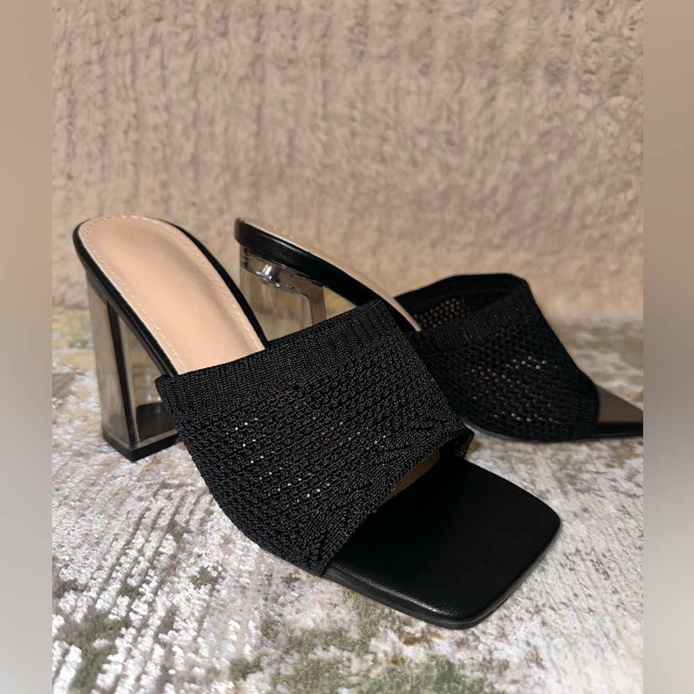 Black open toe heels